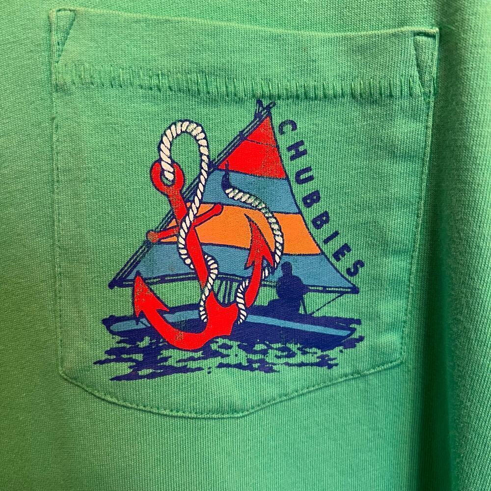 CHUBBIES Long Sleeve Tee Shirt 100% Cotton in Teale Green Men's Size Large - Picture 5 of 7